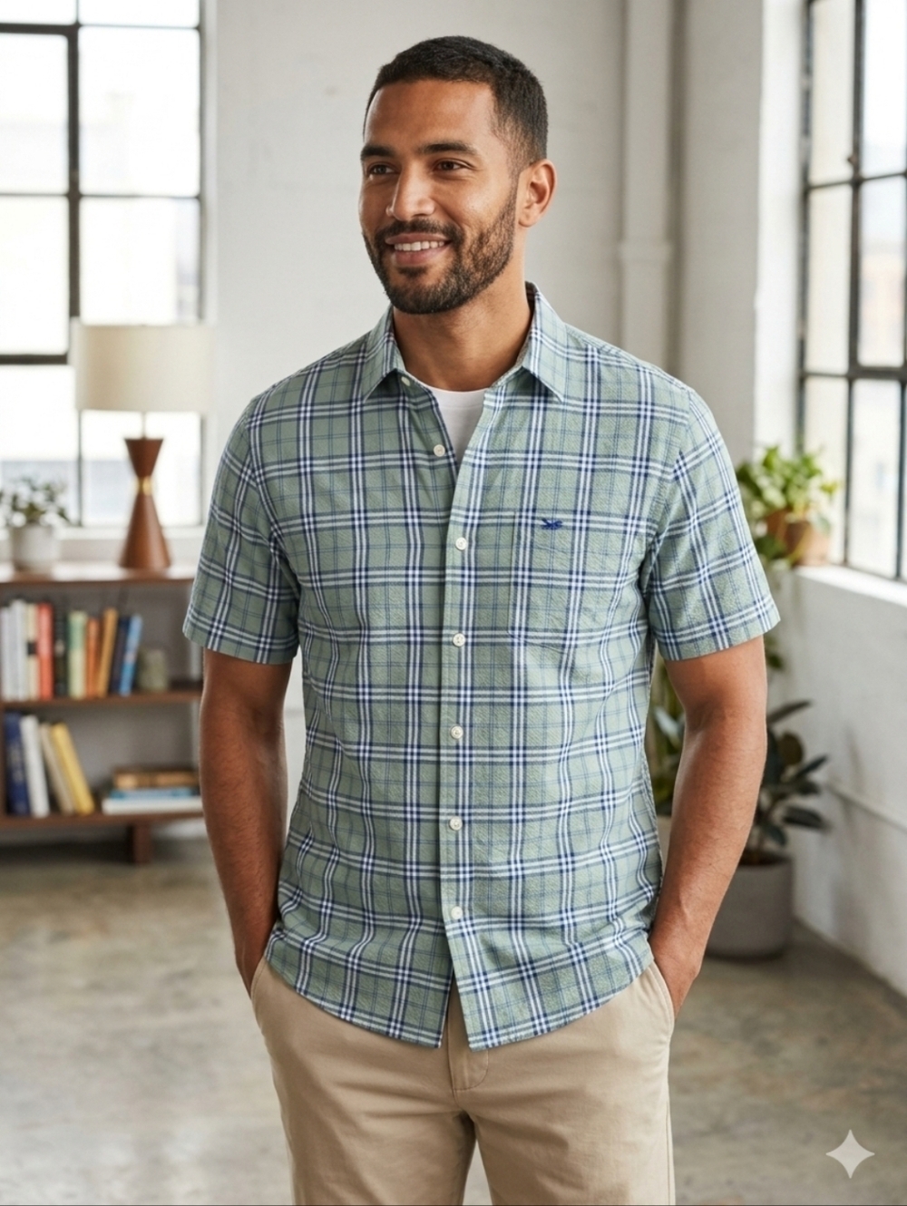 Dockers Blue Casual Button Down Shirt - Size L Great Condition